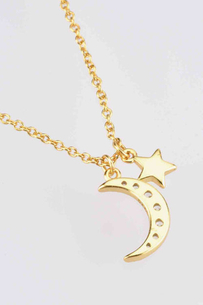 Zircon Star and Moon Pendant Necklace