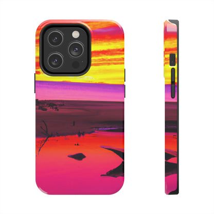 "Vergessener Trost: Die Pracht eines lebendigen Sonnenuntergangs an einem verlassenen Strand" - Die Alien Tough Phone Cases