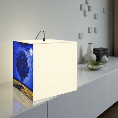 "Ein einsamer blauer Baum im Mondscheinfeld" - Die Alien Light Cube Lampe