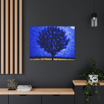 "A Lone Blue Tree in the Moonlight Field" - The Alien Canva