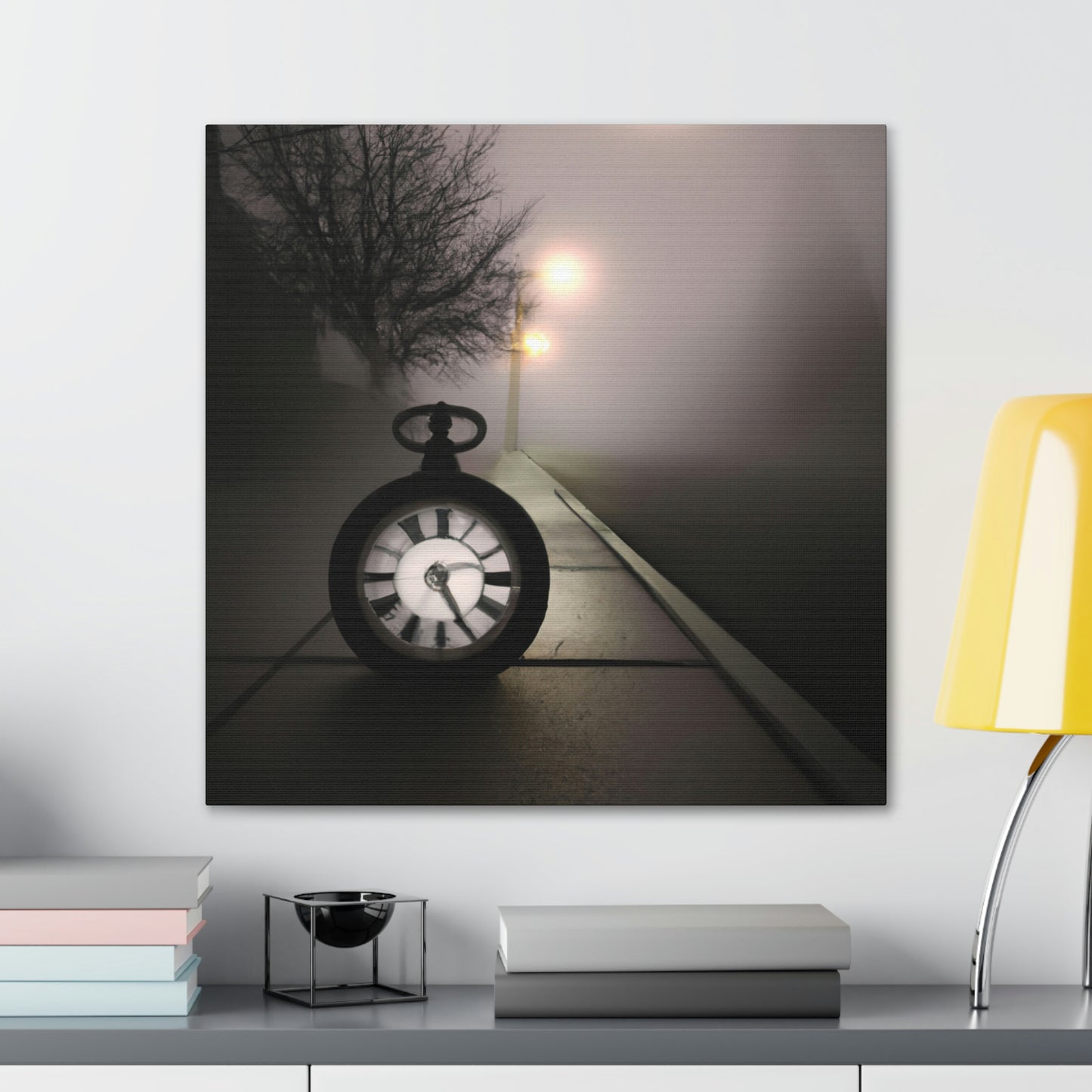 "El reloj solitario en Foggy Lane" - The Alien Canva