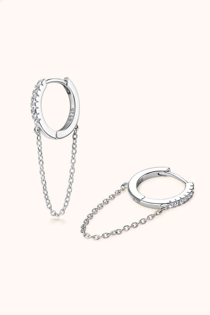 Moissanit 925 Sterling Silber Huggie Ohrringe mit Kette