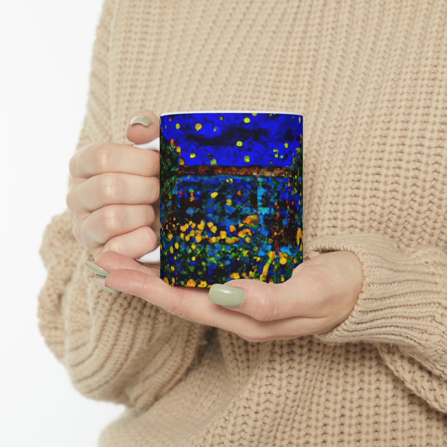 "A Midnight Celebration in Grandma's Garden" - The Alien Ceramic Mug 11 oz