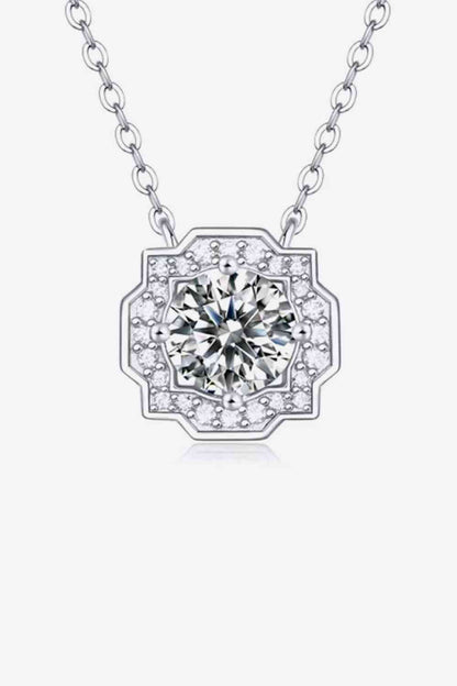 1 Carat Moissanite Flower Shape Pendant Chain Necklace