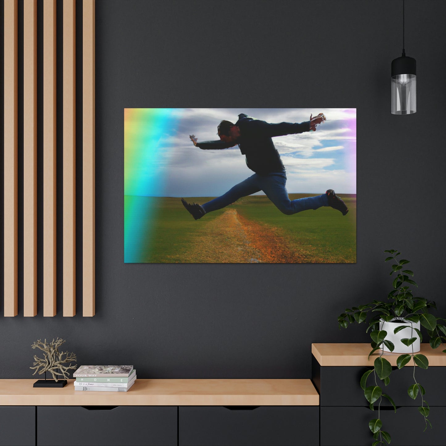 Regenbogen-Jumper-Künstler - Leinwand