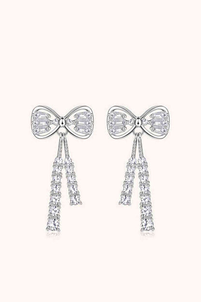 1.12 Carat Moissanite 925 Sterling Silver Bow Earrings