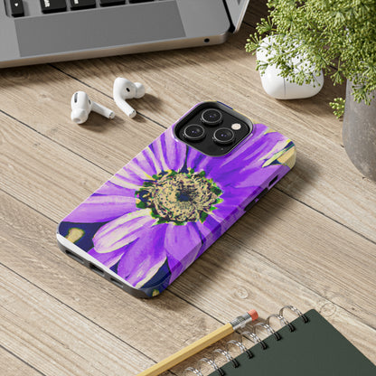 Pétalos morados estallando: crea una llamativa fusión de margaritas y rosas - The Alien Tough Phone Cases