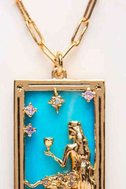 Collar de acero inoxidable con colgante de carta de tarot