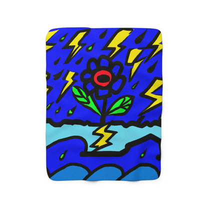 "A Bold Bloom Amidst the Storm" - The Alien Sherpa Fleece Blanket