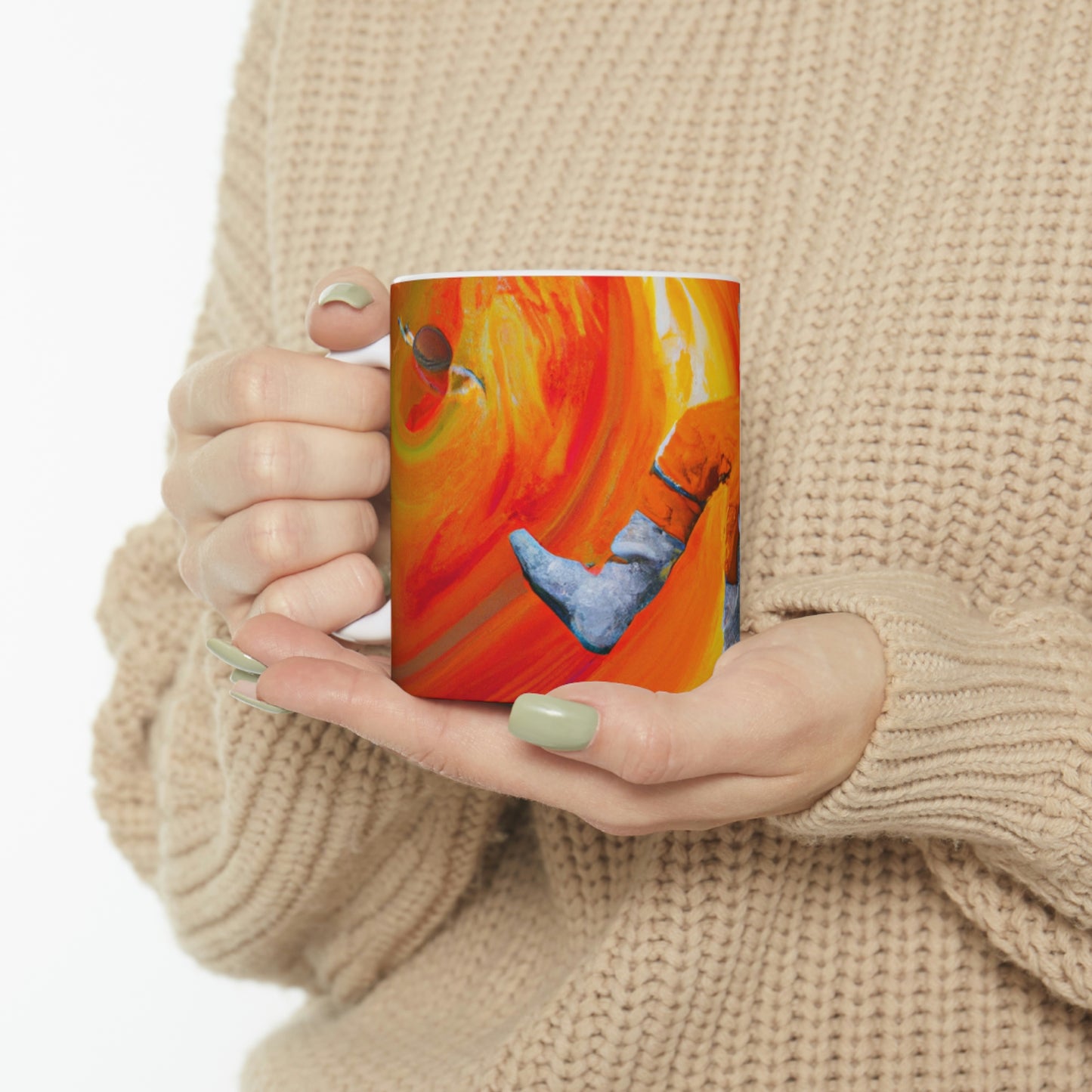 "Journeying in the Burning Orange Galaxy" - The Alien Ceramic Mug 11 oz