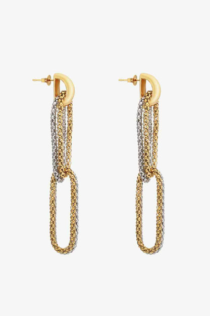 Gold-Plated D-Shaped Drop Earrings