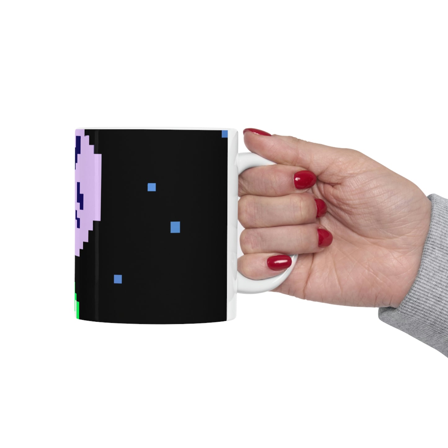 "Lonely Witness of the Night Sky" - The Alien Ceramic Mug 11 oz Pixel Art