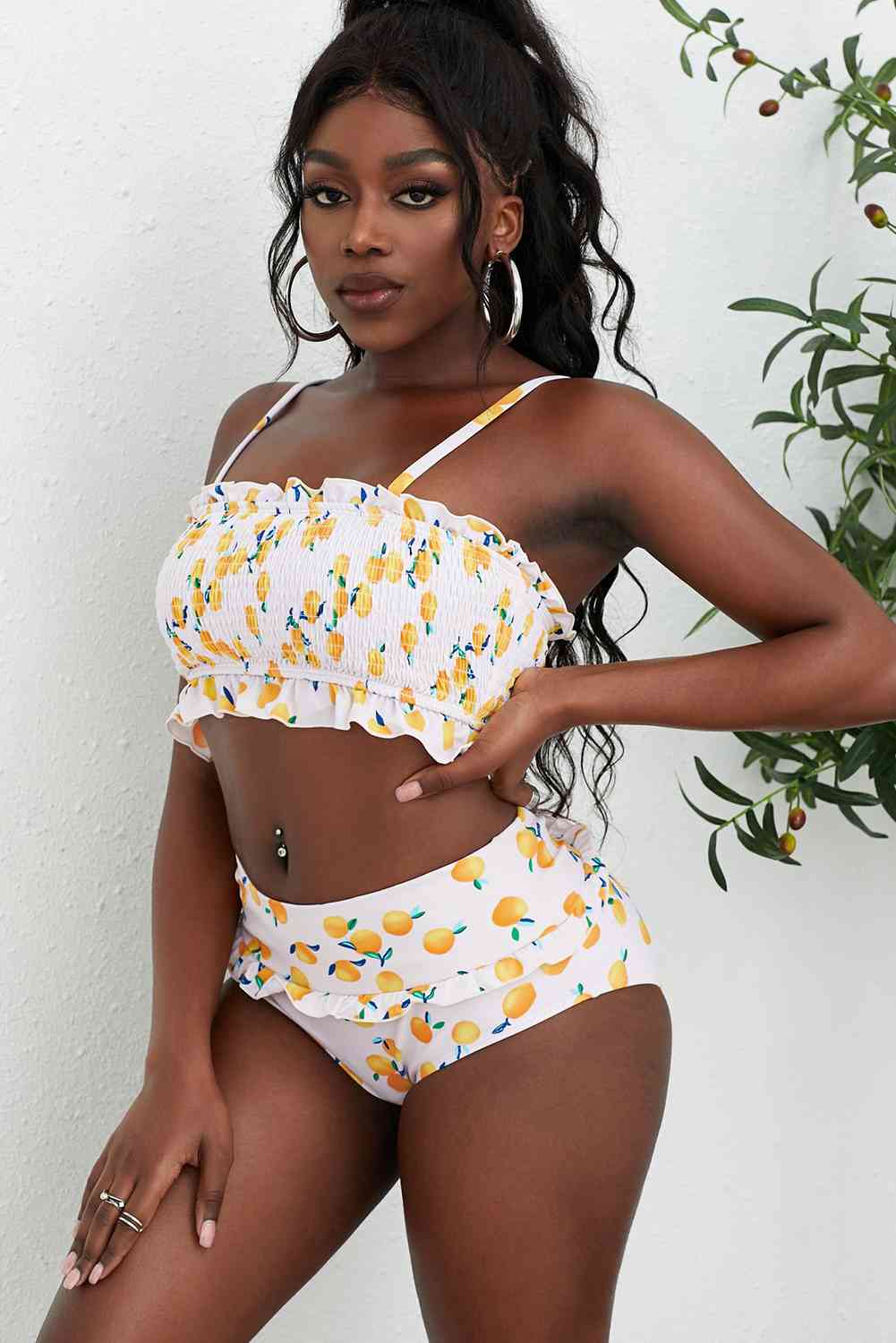 Rüschen-Bikini-Set mit Fruchtdruck