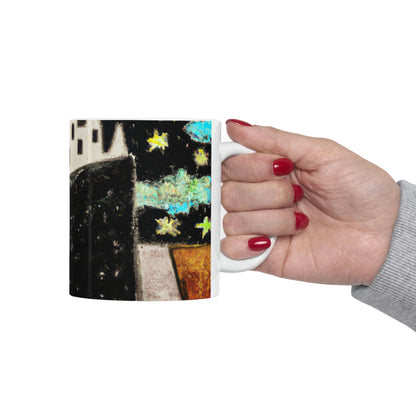 "Cosmic Oasis: A Journey to a Floating City Amid the Sea of Stars" - The Alien Ceramic Mug 11 oz