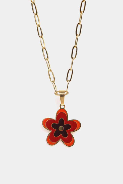 Collar de acero inoxidable con colgante de flor