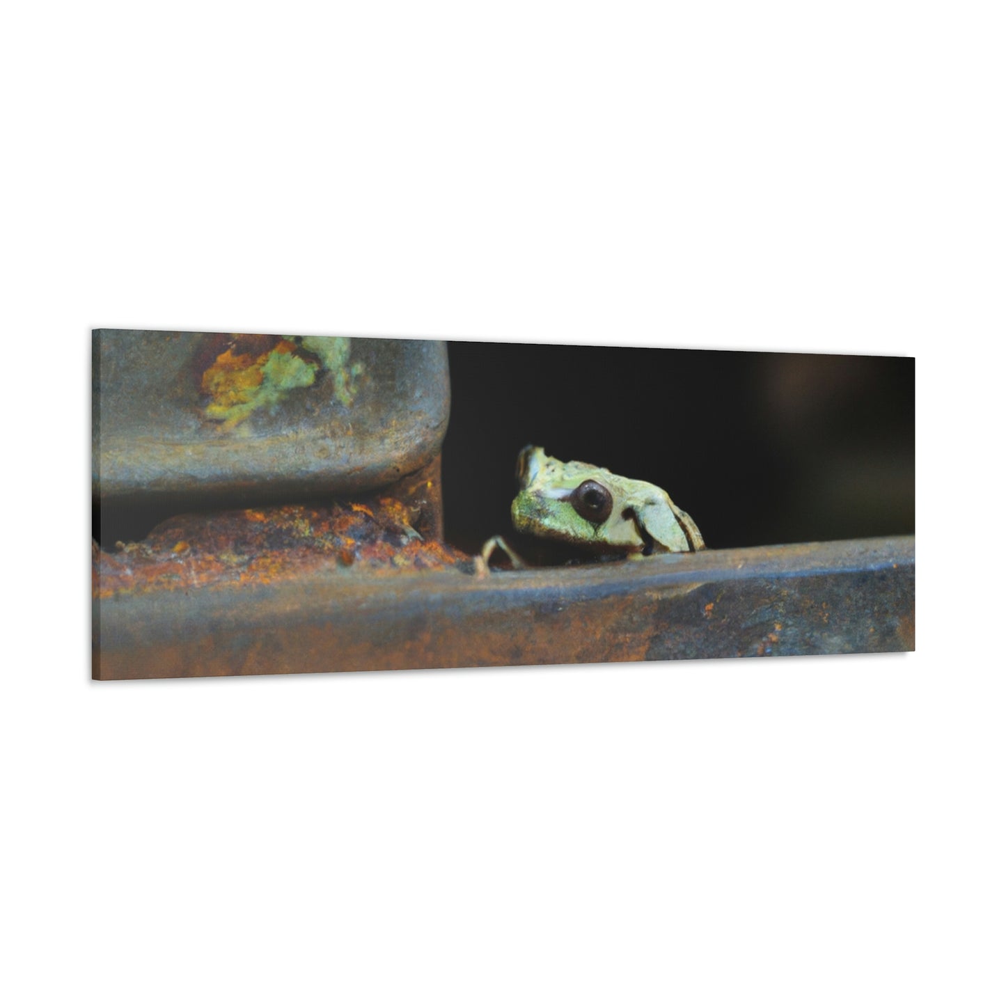 "A Tad Too Far: The Tale of a Train-Stuck Frog." - The Alien Canva