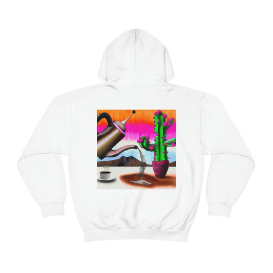 "An Awkward Caffeinated Moment: The Tale of a Bot and a Cactus" - The Alien Unisex Hoodie