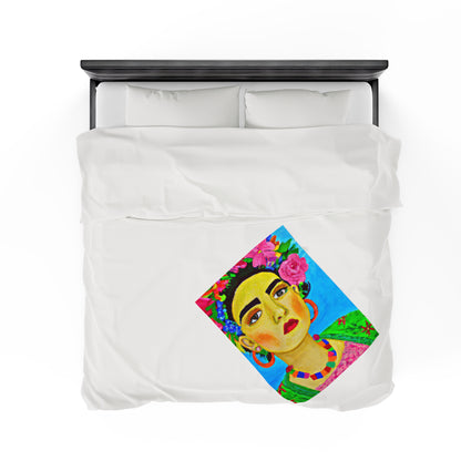 "Fierce and Free: A Frida Kahlo-Inspired Tribute to Mexican Women" - The Alien Velveteen Plush Blanket