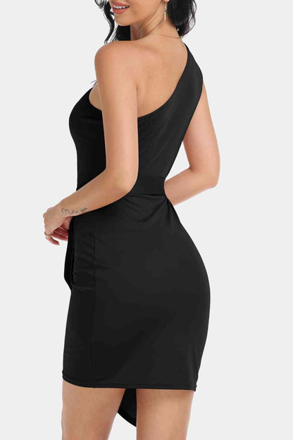 Ärmelloses One-Shoulder-Kleid zum Binden vorn