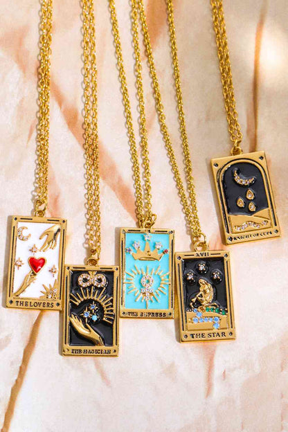 Collar de acero inoxidable con colgante de carta de tarot