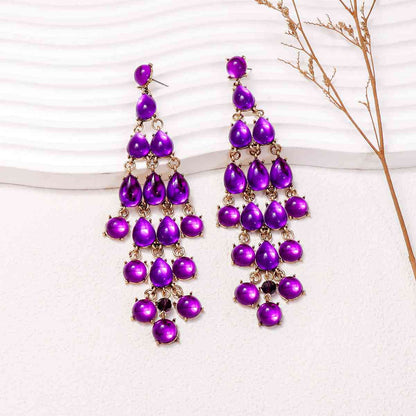 Alloy & Rhinestone Teardrop Earrings