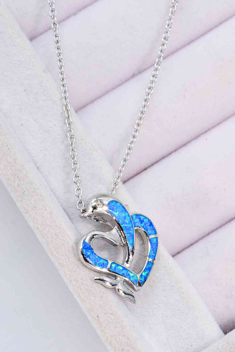 Opal-Delphin-Herz-Kettenglieder-Halskette