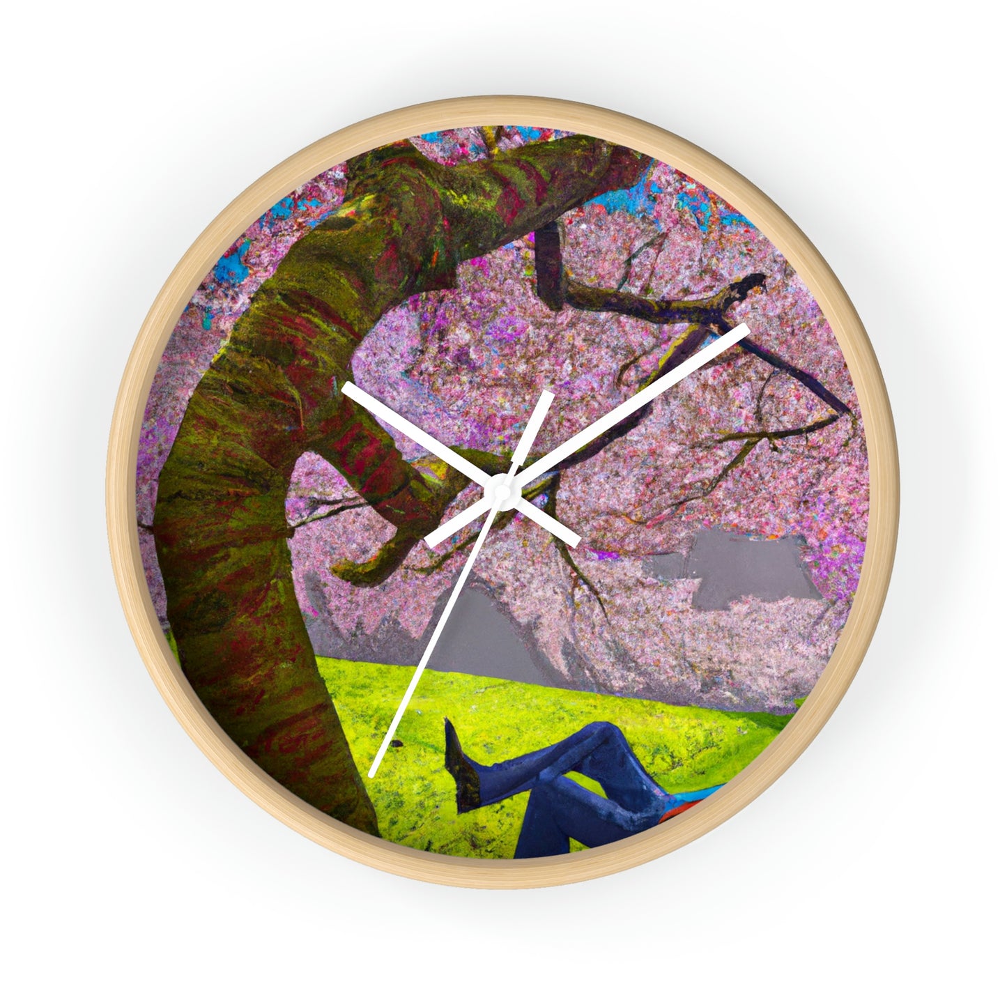 "A Moment of Calm Beneath the Cherry Blossoms" - The Alien Wall Clock