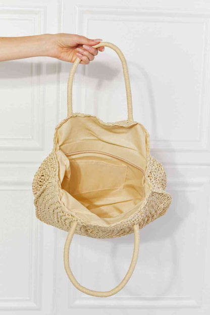 Justin Taylor Beach Date Stroh-Rattan-Handtasche in Elfenbein