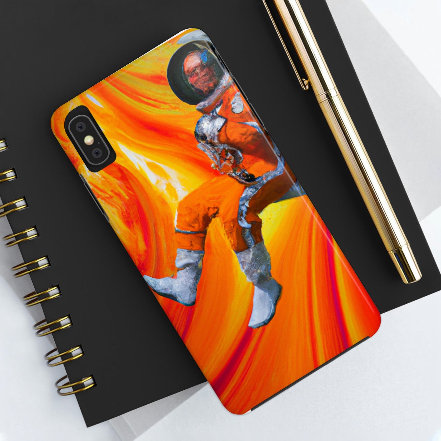 "Journeying in the Burning Orange Galaxy" - The Alien Tough Phone Cases