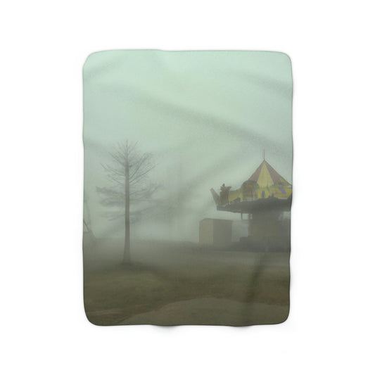 "Foggy Dreams of an Abandoned Carnival" - The Alien Sherpa Fleece Blanket