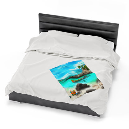 "Caribbean Fiesta on the Beach - A Digital Exploration of Mexican Culture" - The Alien Velveteen Plush Blanket