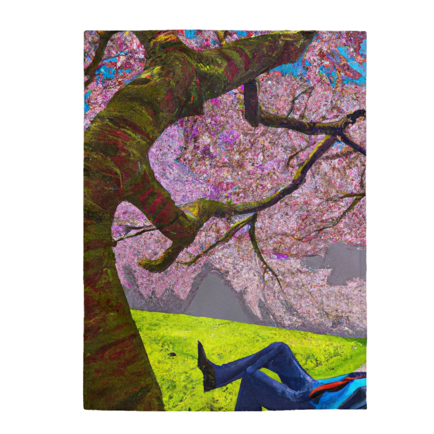 "A Moment of Calm Beneath the Cherry Blossoms" - The Alien Velveteen Plush Blanket