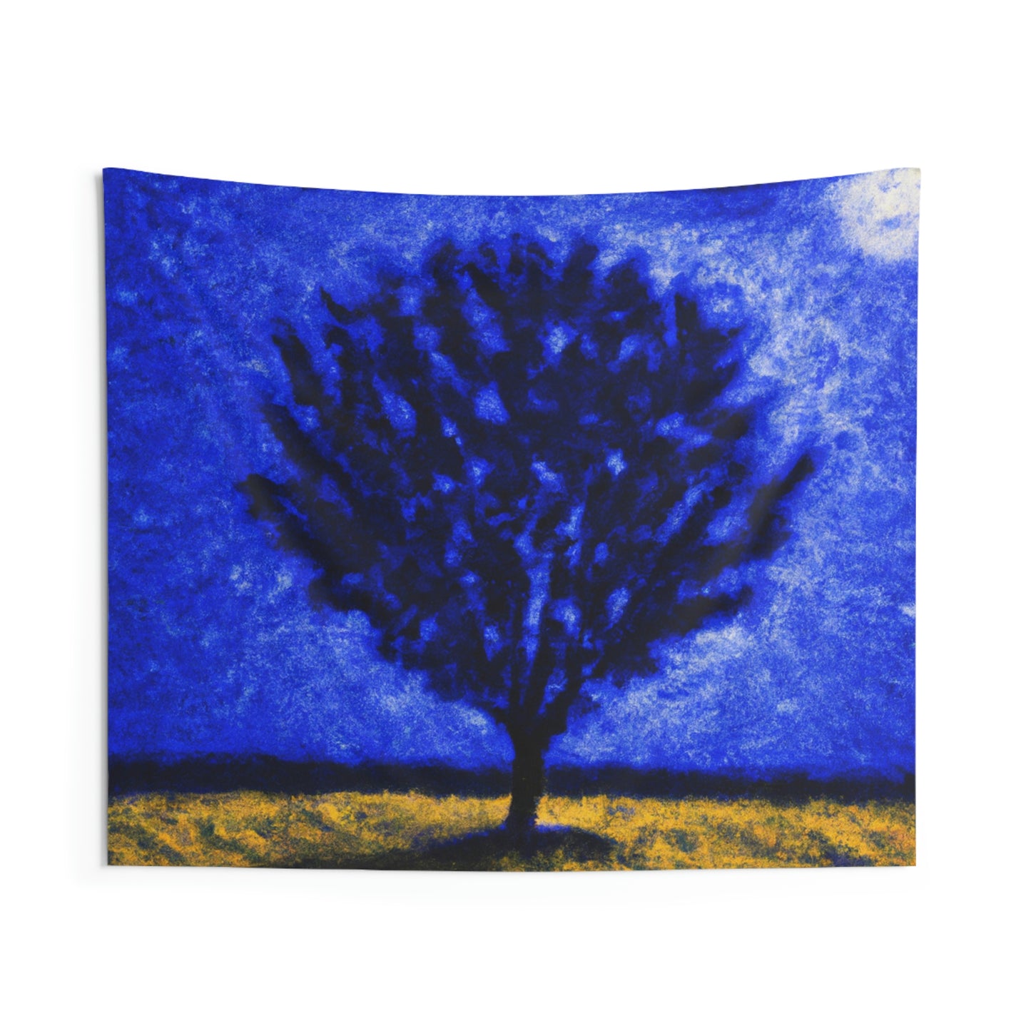 "Un árbol azul solitario en el campo de luz de la luna" - The Alien Wall Tapestries