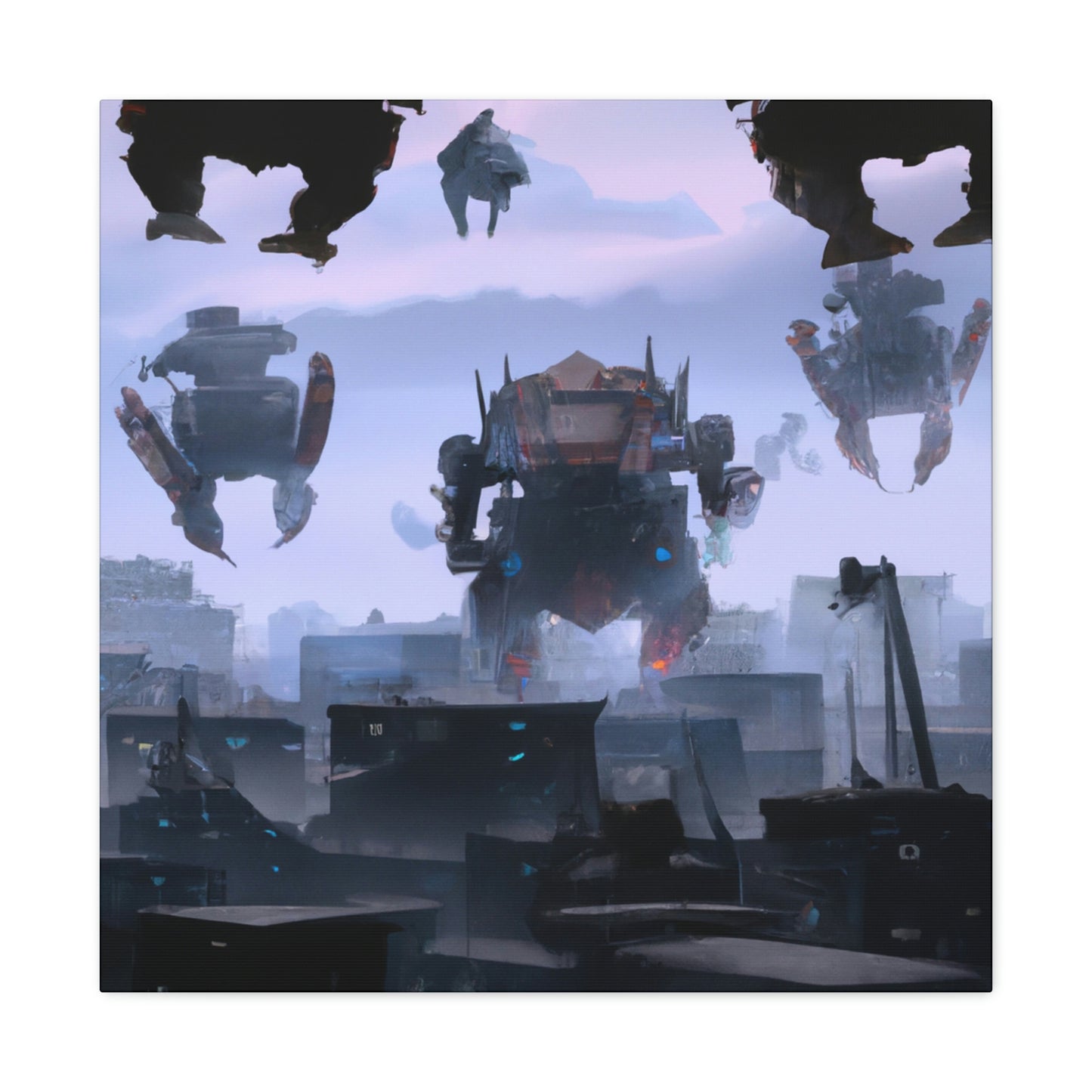 "Mech Mayhem: The Giant Robot City Showdown" - The Alien Canva