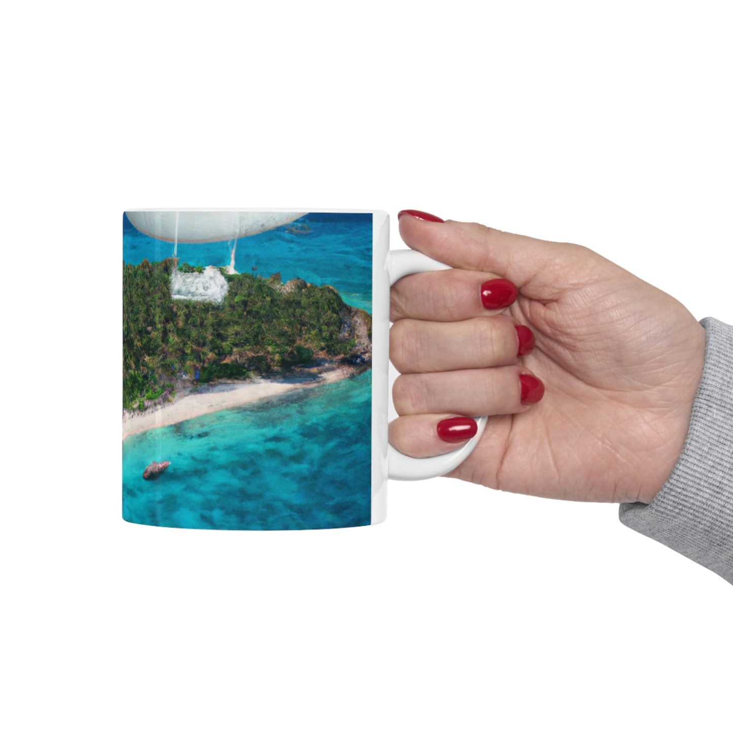 "Exploring Mystery Island by Airship" - The Alien Ceramic Mug 11 oz