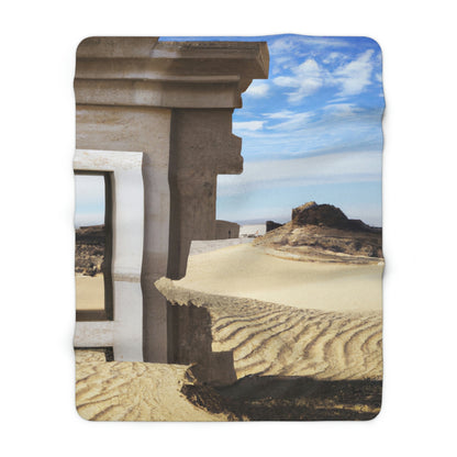 "Lost in the Sands: Discovering the Ancient Temple" - The Alien Sherpa Fleece Blanket