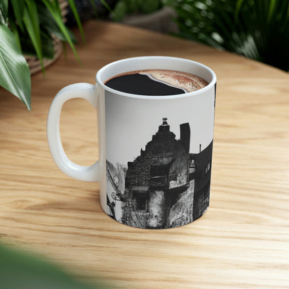 "Castillo de secretos desconcertantes: una aventura embrujada" - Taza de cerámica The Alien 11 oz