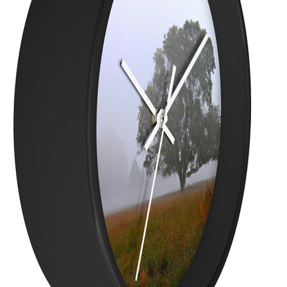 The Lonely Tree in the Foggy Meadow - The Alien Wall Clock