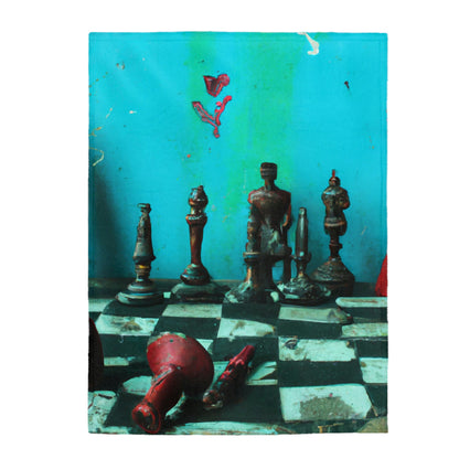 "A Forgotten Chess Set: Ready for a New Match" - The Alien Velveteen Plush Blanket