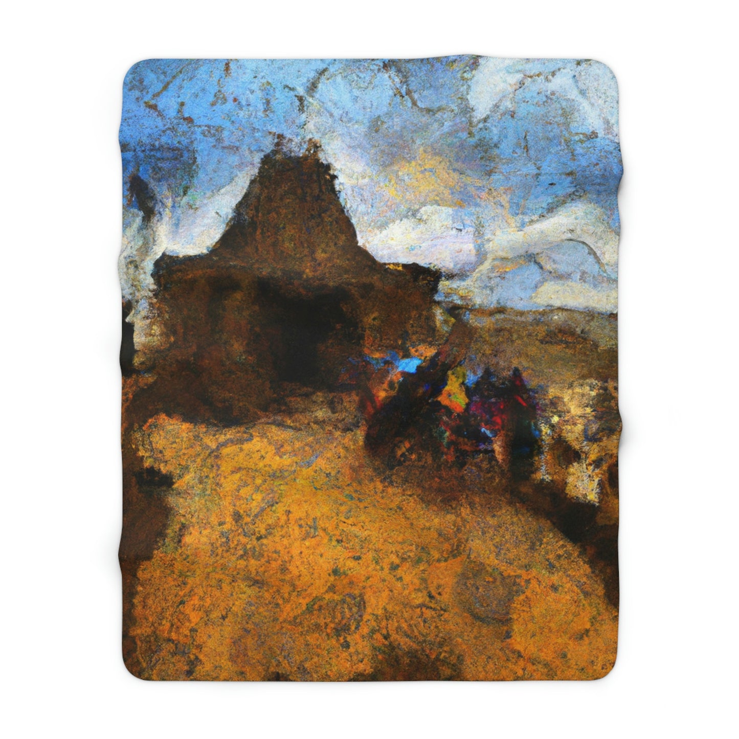 "Dusty Pilgrims at the Forgotten Shrine" - The Alien Sherpa Fleece Blanket