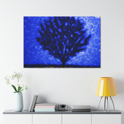 "Ein einsamer blauer Baum im Mondscheinfeld" - The Alien Canva