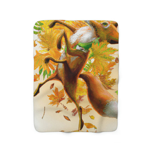 "Autumnal Adventure: A Fox's Mischief" - The Alien Sherpa Fleece Blanket