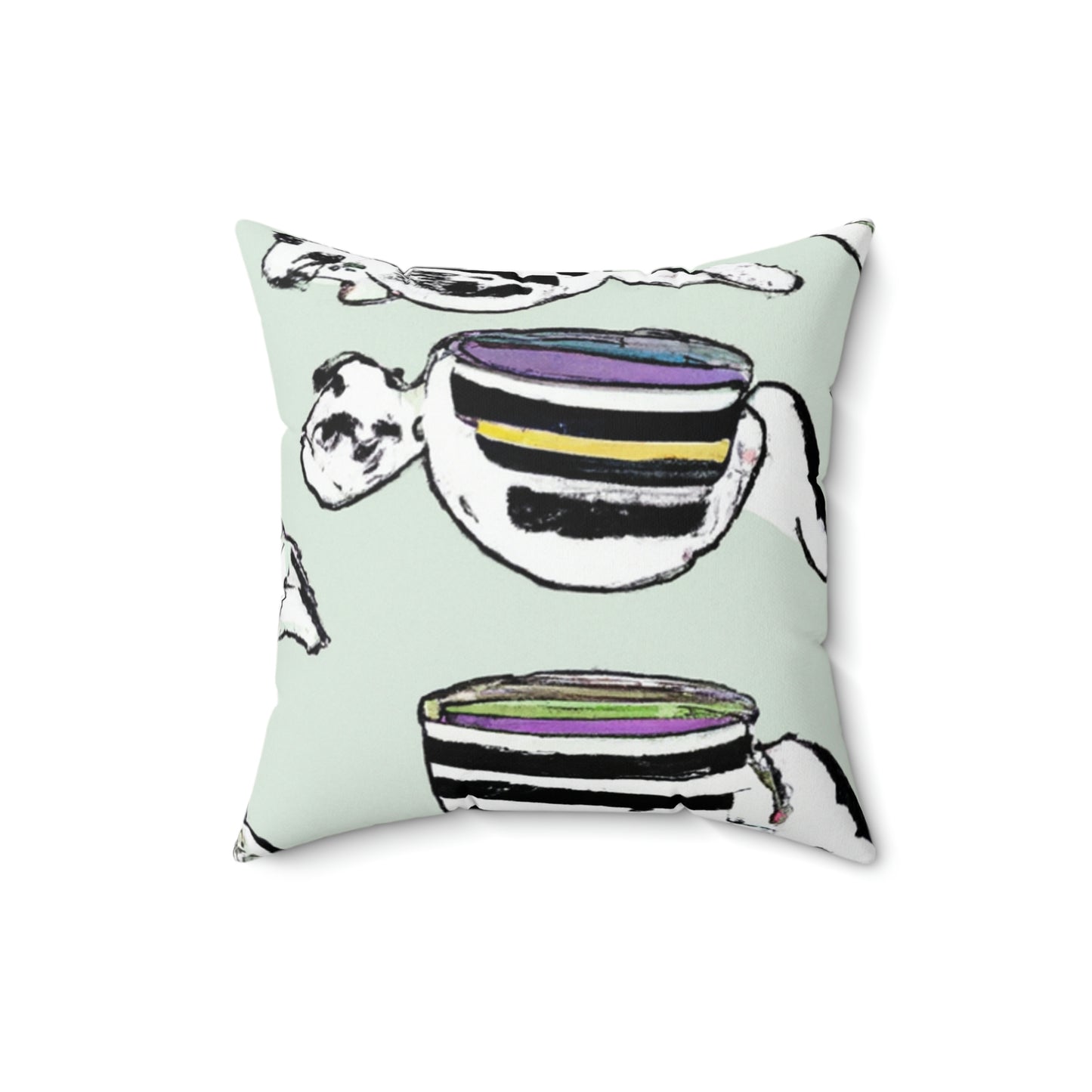 "Eine Purr-fectly Precious Tea Party Parade" - Das Alien Square Pillow