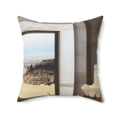 "Lost in the Sands: Discovering the Ancient Temple" - The Alien Square Pillow