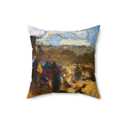 "Dusty Pilgrims at the Forgotten Shrine" - Das Alien Square Pillow