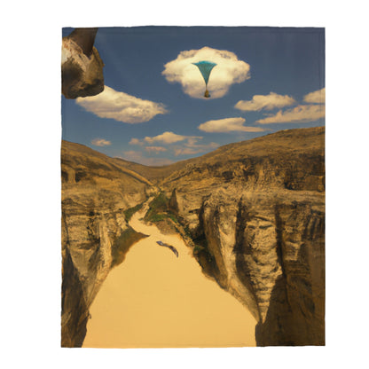 "Feline Flight Over the Grand Gulch" - The Alien Velveteen Plush Blanket