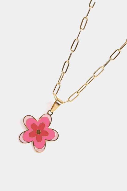 Collar de acero inoxidable con colgante de flor