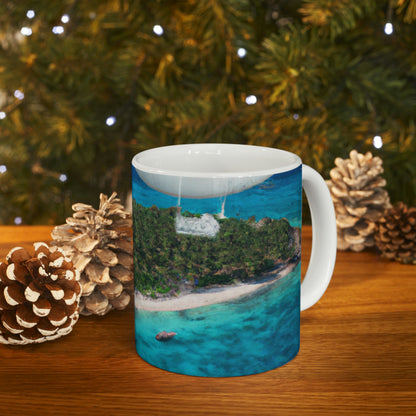 "Exploring Mystery Island by Airship" - The Alien Ceramic Mug 11 oz