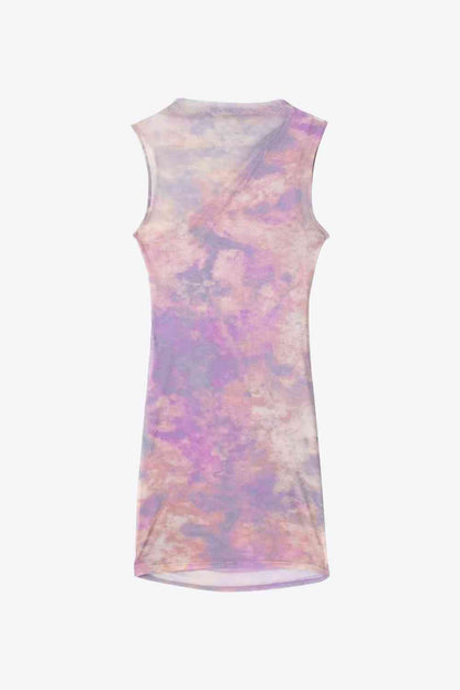 Vestido sin mangas fruncido con efecto tie-dye