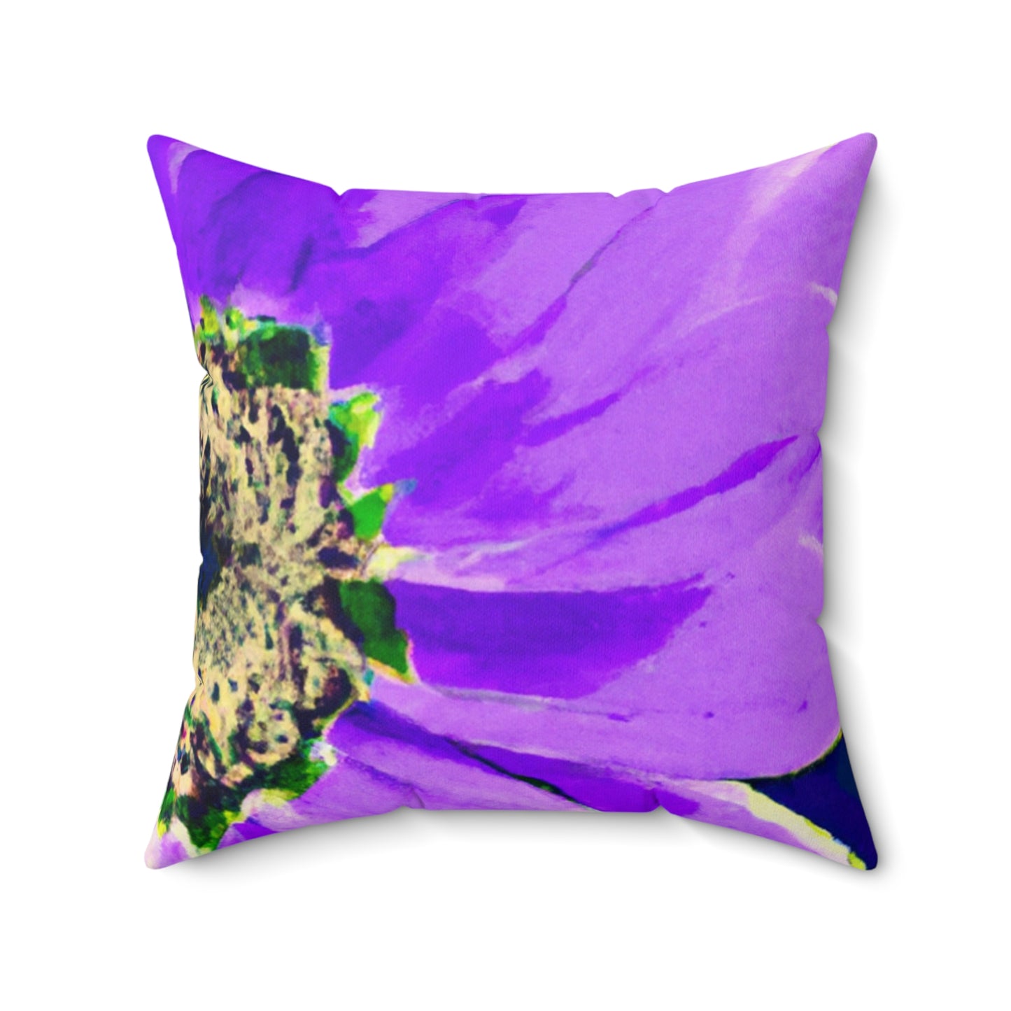 Pétalos morados estallando: crea una llamativa fusión de margaritas y rosas - The Alien Square Pillow